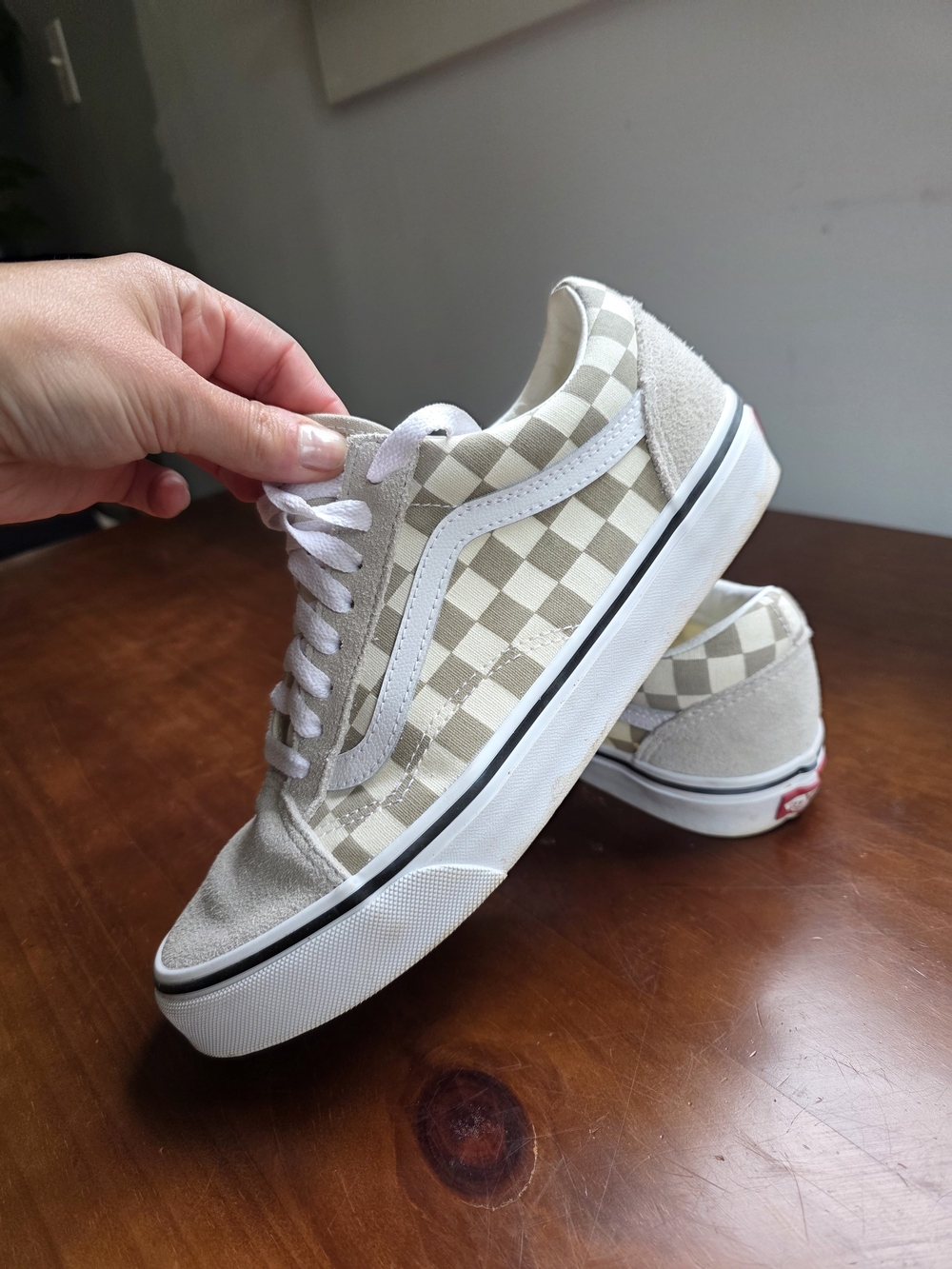 Vans Checkerboard Old Skool Sneaker - Beige and White